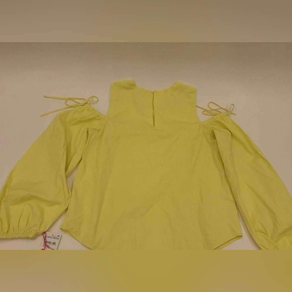 Open Edit Cold Shoulder Yellow Elfin Shirt Blouse Women Sz M NWT